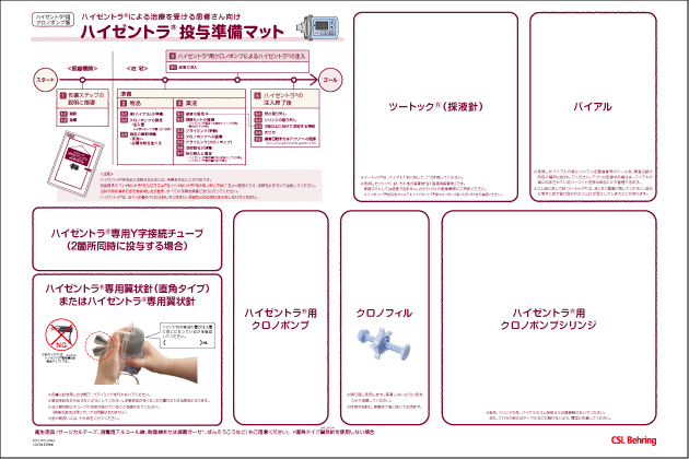 <クロノポンプ>ハイゼントラ投与準備マット